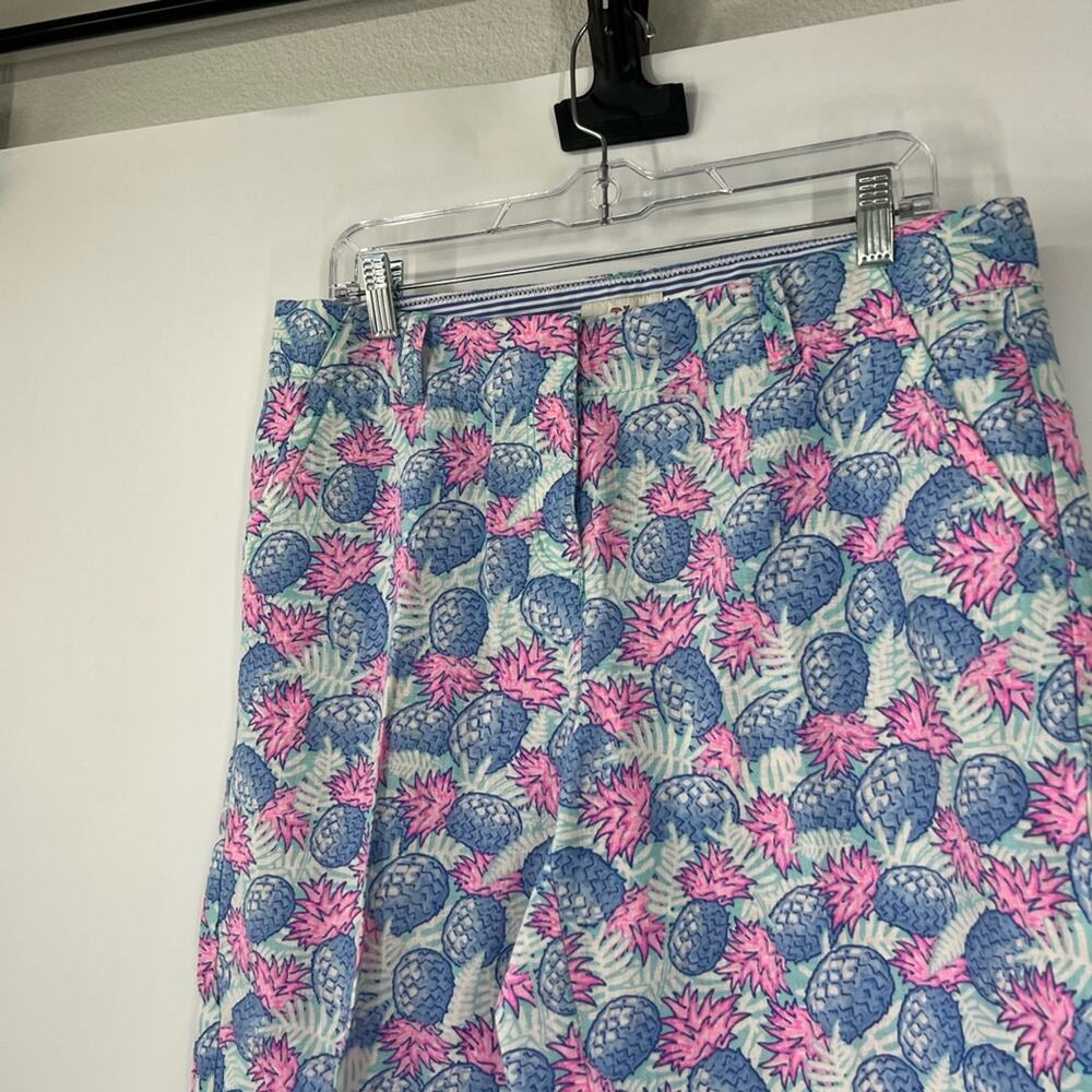 Vineyard Vines High Rise Pineapple Printed Cropped Pants Linen Blend - Picture 3 of 8